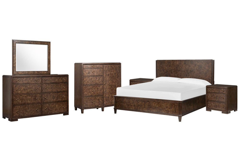 Magnussen - Rowan Espresso Queen Panel Bed 2 Nightstands Drawer Dresser With Landscape Mirror And Door Chest - B5769-54-KIT6 view 1
