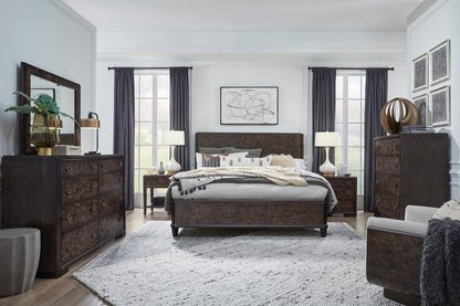Magnussen - Rowan Espresso Queen Panel Bed 2 Open Nightstands Drawer Dresser With Landscape Mirror And Door Chest - B5769-54-KIT16 view 9