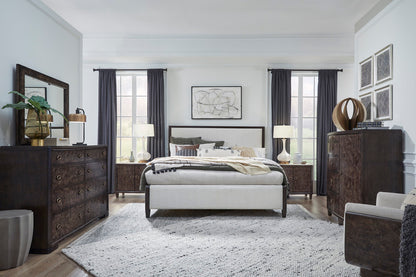 Magnussen - Rowan Espresso Queen Upholstered Panel Bed 2 Nightstands Drawer Dresser With Landscape Mirror And Door Chest - B5769-55-KIT6 view 12