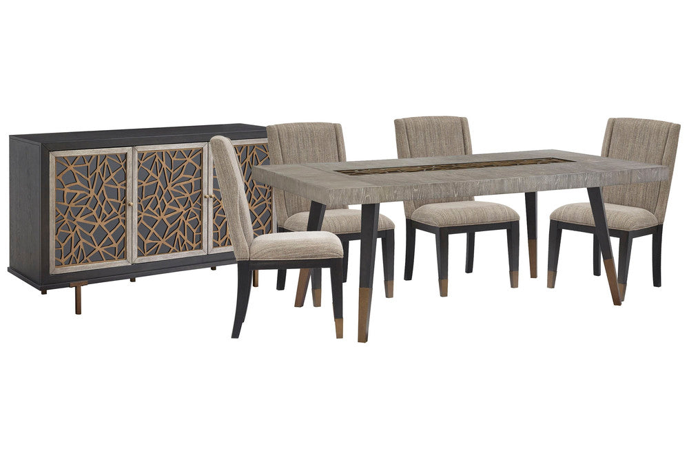 Magnussen - Ryker Nocturn Black And Coventry Grey Rectangular Dining Table With 4 Host Chairs And Server - D5013-20-KIT2 view 1