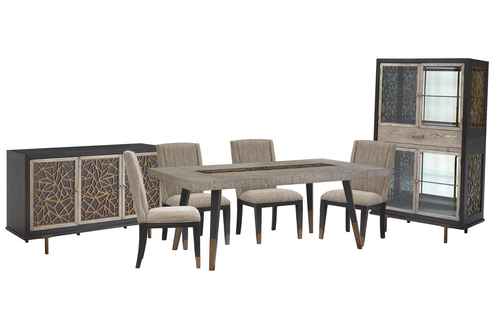 Magnussen - Ryker Nocturn Black And Coventry Grey Rectangular Dining Table With 4 Host Chairs Server And Display Cabinet - D5013-20-KIT3 view 1