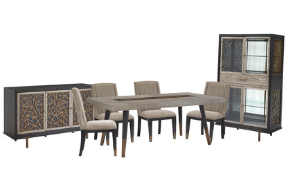 Magnussen - Ryker Nocturn Black And Coventry Grey Rectangular Dining Table With 4 Host Chairs Server And Display Cabinet - D5013-20-KIT3 view 1