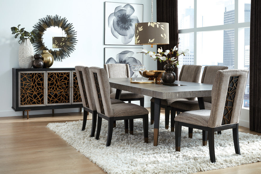 Magnussen - Ryker Nocturn Black And Coventry Grey Rectangular Dining Table With 6 Host Chairs Server And Display Cabinet - D5013-20-KIT6 view 11