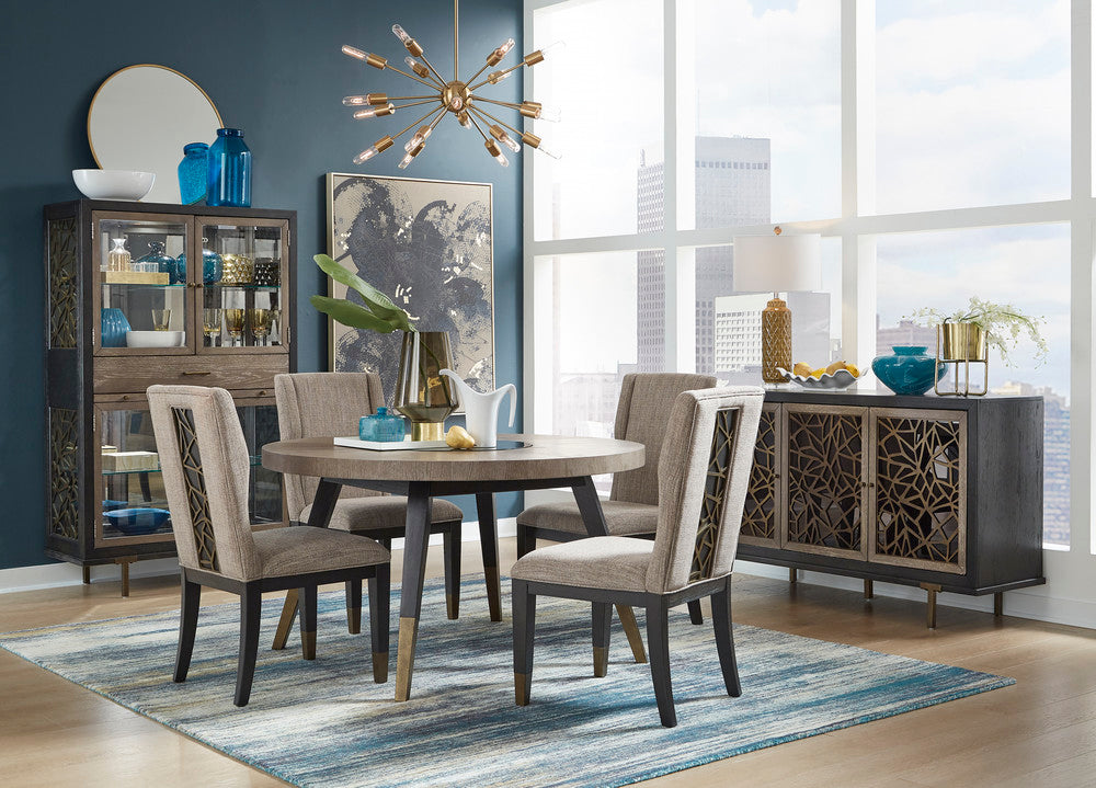 Magnussen - Ryker Nocturn Black And Coventry Grey Round Dining Table With 4 Host Chairs And Server - D5013-24-KIT2 view 9