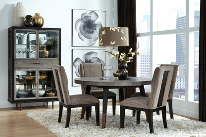 Magnussen - Ryker Nocturn Black And Coventry Grey Round Dining Table With 4 Host Chairs And Server - D5013-24-KIT2 view 10
