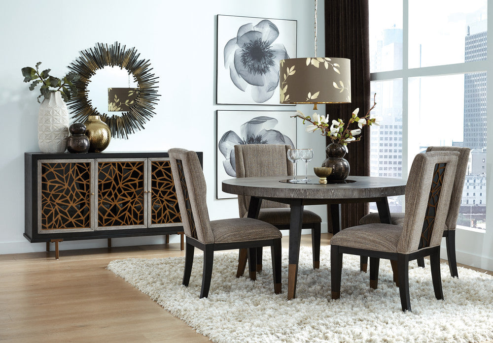 Magnussen - Ryker Nocturn Black And Coventry Grey Round Dining Table With 4 Host Chairs And Server - D5013-24-KIT2 view 11