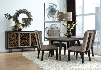 Magnussen - Ryker Nocturn Black And Coventry Grey Round Dining Table With 4 Host Chairs And Server - D5013-24-KIT2 view 11