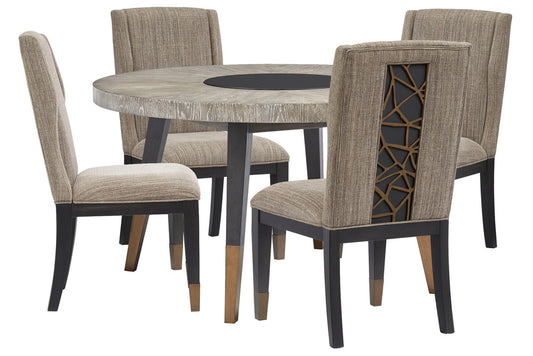 Magnussen - Ryker Nocturn Black And Coventry Grey Round Dining Table With 4 Host Chairs - D5013-24-KIT1 view 1