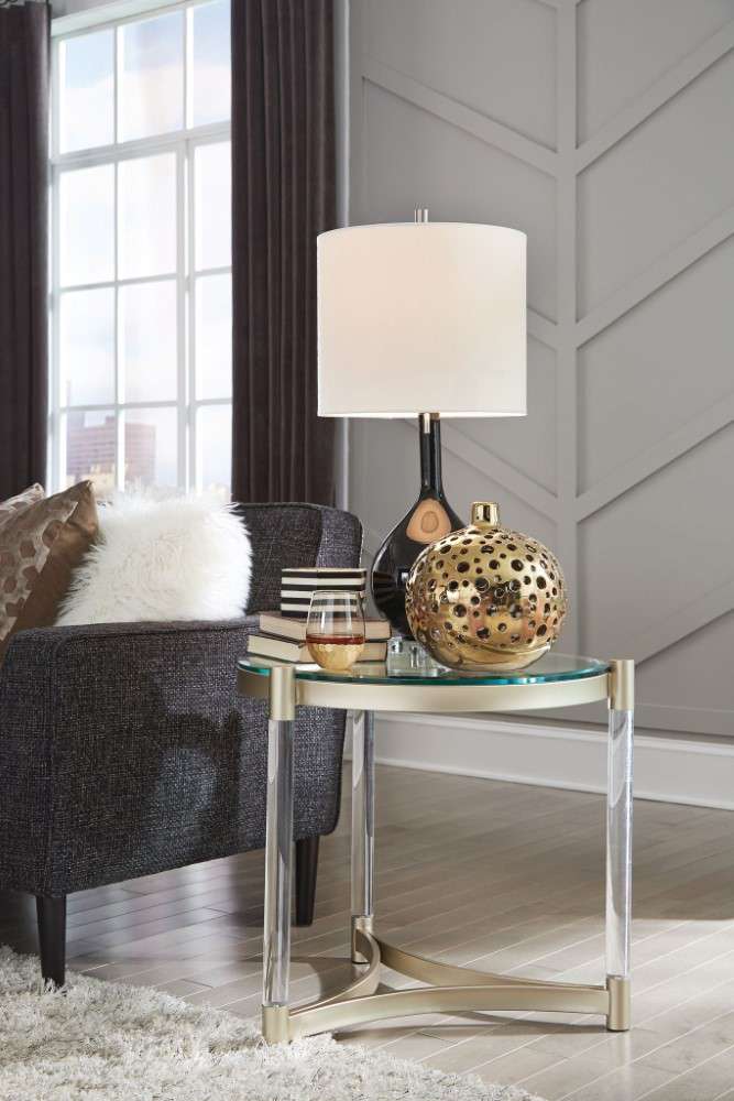 Magnussen - Silas Round End Table in Platinum - T4984-05 veiw 6