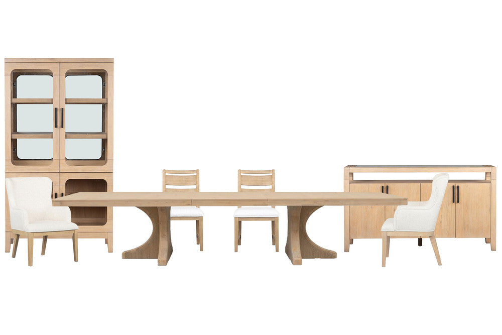 Magnussen - Somerset Butternut Extendable Trestle Dining Table With 2 Side Chairs 2 Arm Chairs Sideboard And Curio - D5684-21-KIT24 view 1