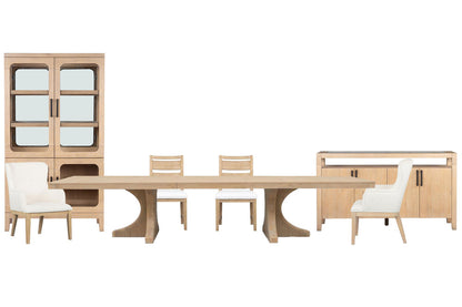 Magnussen - Somerset Butternut Extendable Trestle Dining Table With 2 Side Chairs 2 Arm Chairs Sideboard And Curio - D5684-21-KIT24 view 1