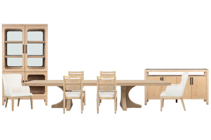 Magnussen - Somerset Butternut Extendable Trestle Dining Table With 4 Side Chairs 2 Arm Chairs Sideboard And Curio - D5684-21-KIT29 view 1