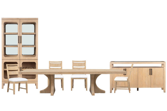 Magnussen - Somerset Butternut Extendable Trestle Dining Table With 4 Side Chairs Sideboard And Curio - D5684-21-KIT4 view 1