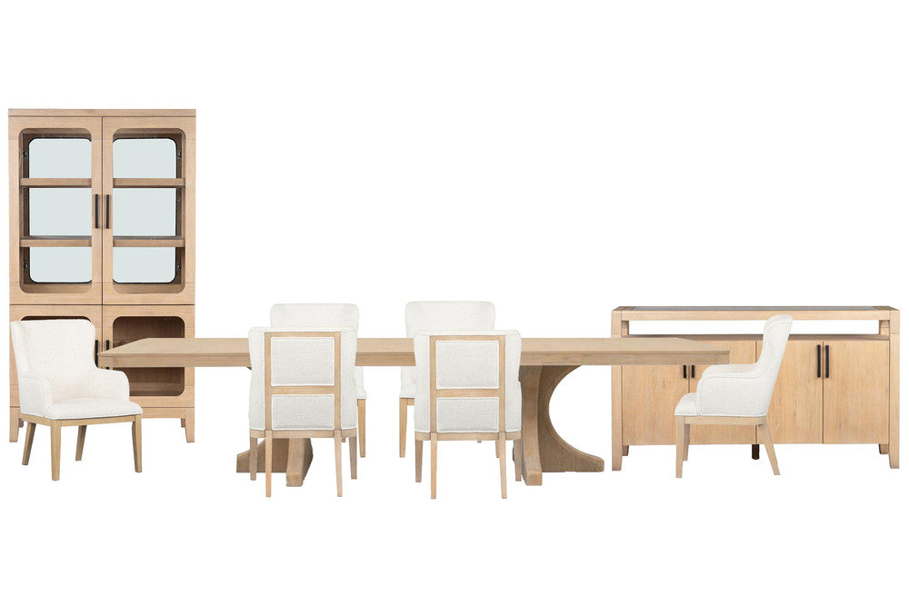 Magnussen - Somerset Butternut Extendable Trestle Dining Table With 6 Arm Chairs Sideboard And Curio - D5684-21-KIT19 view 1
