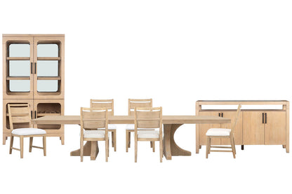 Magnussen - Somerset Butternut Extendable Trestle Dining Table With 6 Side Chairs Sideboard And Curio - D5684-21-KIT9 view 1