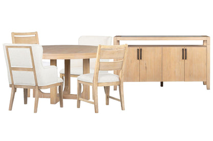 Magnussen - Somerset Butternut Round Dining Table With 2 Side Chairs 2 Arm Chairs And Sideboard - D5684-22-KIT12 view 1