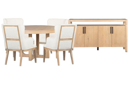 Magnussen - Somerset Butternut Round Dining Table With 4 Arm Chairs And Sideboard - D5684-22-KIT7 view 1