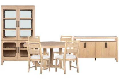 Magnussen - Somerset Butternut Round Dining Table With 4 Side Chairs Sideboard And Curio - D5684-22-KIT4 view 1