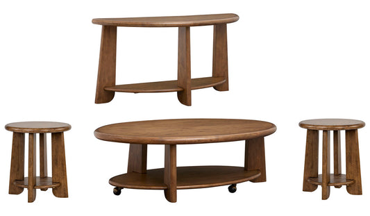 Magnussen - Tanner Tawny Brown Oval Cocktail Table With 2 End Table And Demilune Sofa Table - T6354-47KIT3 view 1