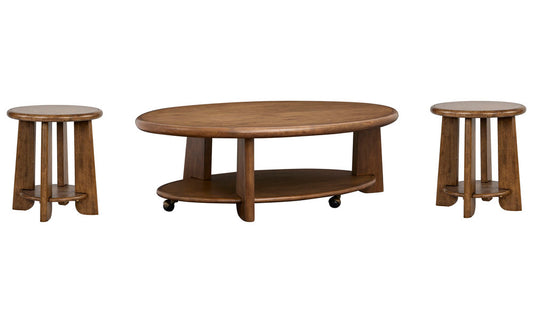 Magnussen - Tanner Tawny Brown Oval Cocktail Table With 2 End Table - T6354-47KIT2 view 1