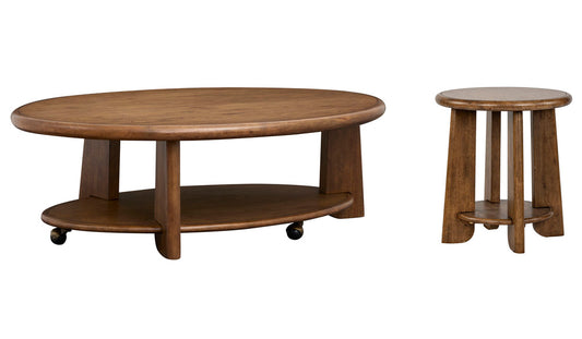 Magnussen - Tanner Tawny Brown Oval Cocktail Table With End Table - T6354-47KIT1 view 1