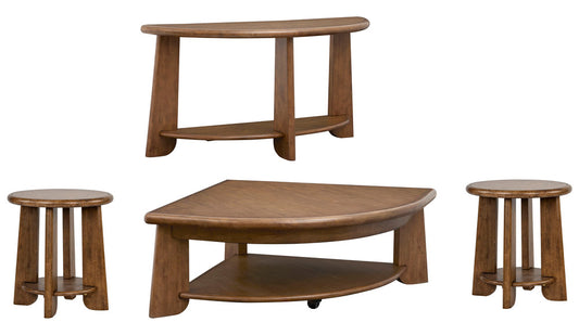 Magnussen - Tanner Tawny Brown Pie Shaped Lift Top Cocktail Table With 2 End Table And Demilune Sofa Table - T6354-65KIT3 view 1
