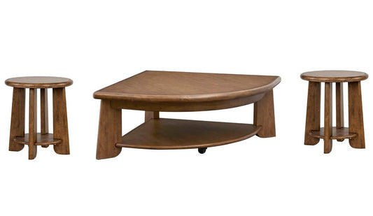 Magnussen - Tanner Tawny Brown Pie Shaped Lift Top Cocktail Table With 2 End Table - T6354-65KIT2 view 1