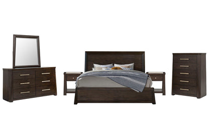 Magnussen - Tauren Cal.King Panel Bed 2 Open Nightstands Double Drawer Dresser With Shaped Mirror And Drawer Chest - B6434-74-KIT9 view 1