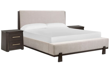 Magnussen - Tauren Coffee Bean Cal.King Upholstered Panel Bed With 2 Nightstands - B6434-75-KIT2 view 1