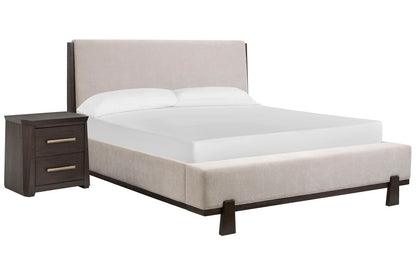 Magnussen - Tauren Coffee Bean Cal.King Upholstered Panel Bed With Nightstand - B6434-75-KIT1 view 1