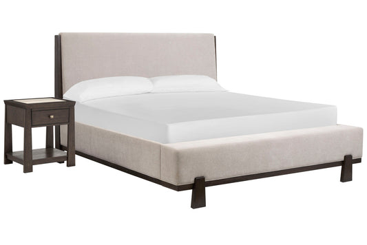 Magnussen - Tauren Coffee Bean Cal.King Upholstered Panel Bed With Open Nightstand - B6434-75-KIT6 view 1