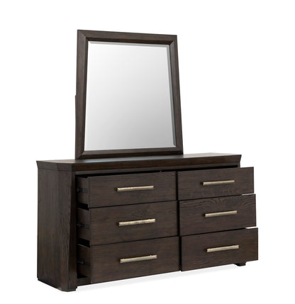 Magnussen - Tauren Coffee Bean Double Drawer Dresser With Shaped Mirror - B6434-2245 view 4