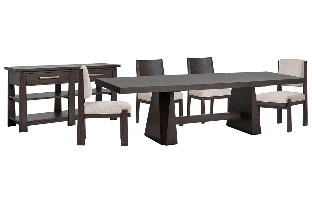 Magnussen - Tauren Coffee Bean Extendable Double Pedestal Dining Table With 2 Side Chairs 2 Upholstered Side Chairs And Sideboard - D6434-32-KIT20 view 1