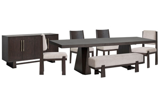 Magnussen - Tauren Coffee Bean Extendable Double Pedestal Dining Table With 2 Side Chairs 2 Upholstered Side Chairs Bench And Buffet - D6434-32-KIT42 view 1