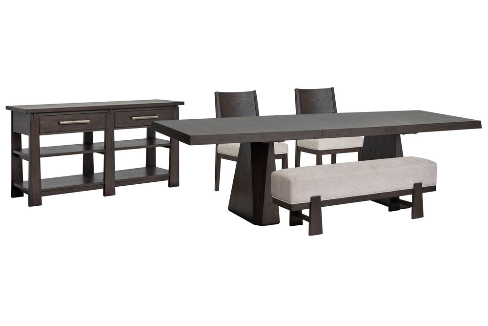 Magnussen - Tauren Coffee Bean Extendable Double Pedestal Dining Table With 2 Side Chairs Bench And Sideboard - D6434-32-KIT29 view 1