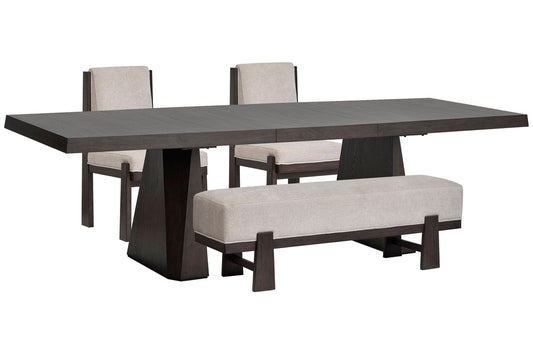 Magnussen - Tauren Coffee Bean Extendable Double Pedestal Dining Table With 2 Upholstered Side Chairs And Bench - D6434-32-KIT34 view 1
