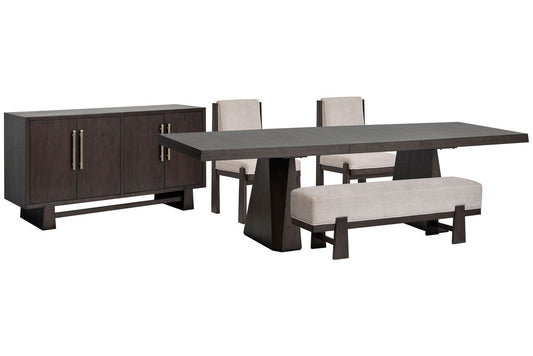 Magnussen - Tauren Coffee Bean Extendable Double Pedestal Dining Table With 2 Upholstered Side Chairs Bench And Buffet - D6434-32-KIT36 view 1