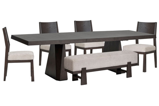 Magnussen - Tauren Coffee Bean Extendable Double Pedestal Dining Table With 4 Side Chairs And Bench - D6434-32-KIT31 view 1