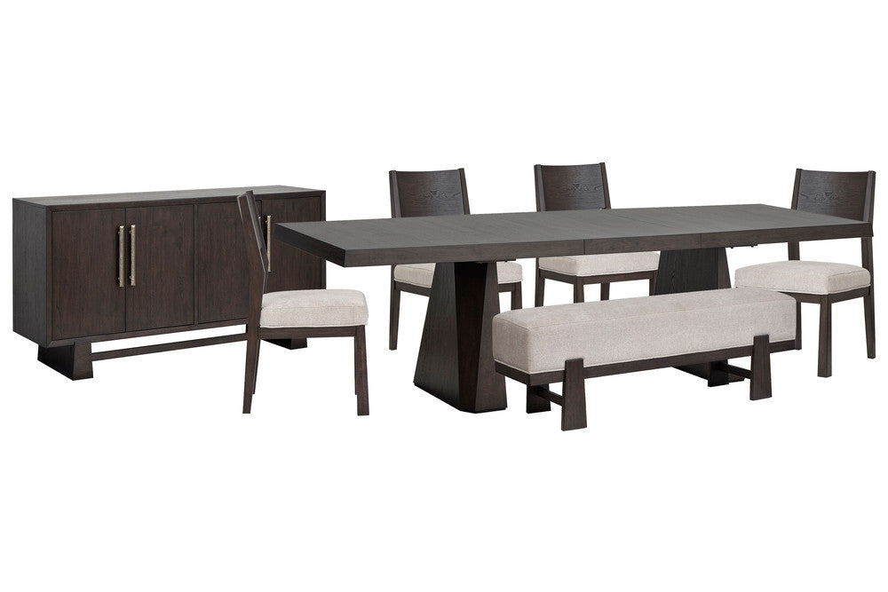 Magnussen - Tauren Coffee Bean Extendable Double Pedestal Dining Table With 4 Side Chairs Bench And Buffet - D6434-32-KIT33 view 1