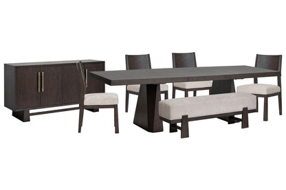 Magnussen - Tauren Coffee Bean Extendable Double Pedestal Dining Table With 4 Side Chairs Bench And Buffet - D6434-32-KIT33 view 1