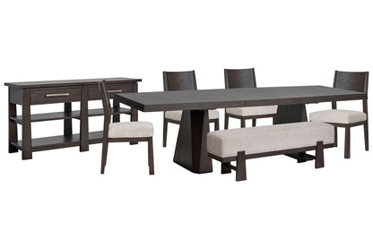 Magnussen - Tauren Coffee Bean Extendable Double Pedestal Dining Table With 4 Side Chairs Bench And Sideboard - D6434-32-KIT32 view 1
