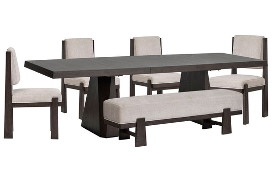Magnussen - Tauren Coffee Bean Extendable Double Pedestal Dining Table With 4 Upholstered Side Chairs And Bench - D6434-32-KIT37 view 1