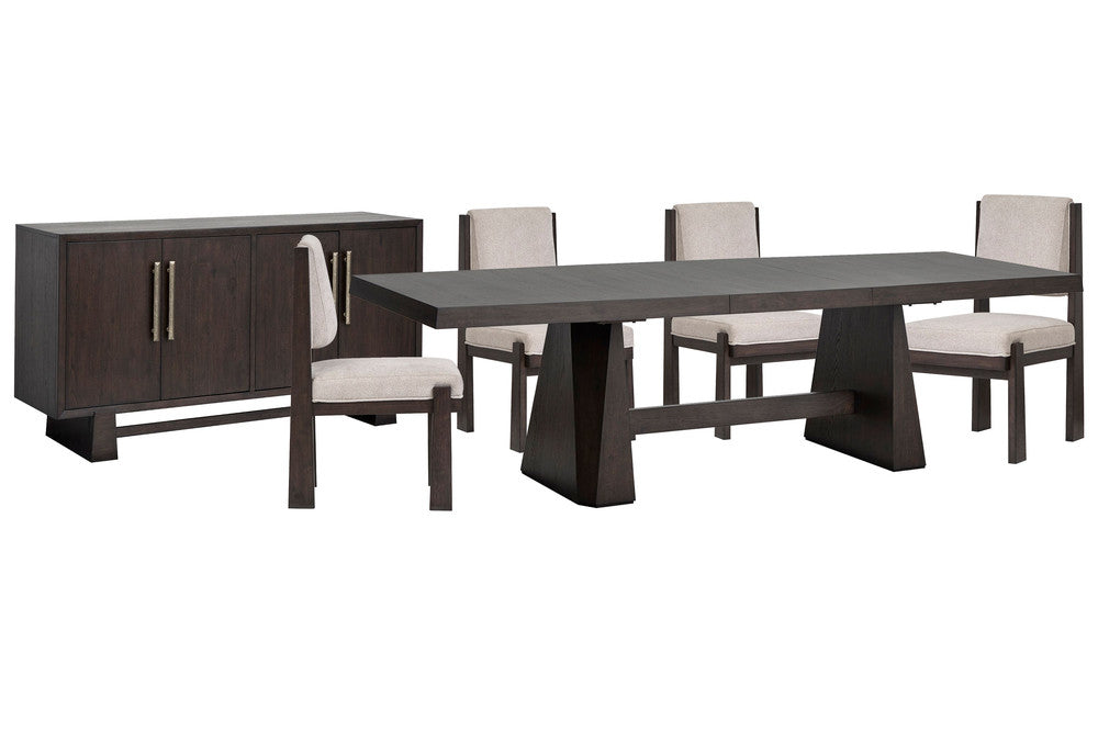 Magnussen - Tauren Coffee Bean Extendable Double Pedestal Dining Table With 4 Upholstered Side Chairs And Buffet - D6434-32-KIT12 view 1