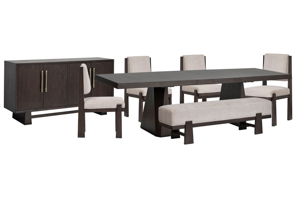 Magnussen - Tauren Coffee Bean Extendable Double Pedestal Dining Table With 4 Upholstered Side Chairs Bench And Buffet - D6434-32-KIT39 view 1
