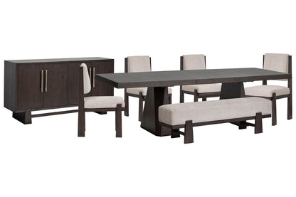 Magnussen - Tauren Coffee Bean Extendable Double Pedestal Dining Table With 4 Upholstered Side Chairs Bench And Buffet - D6434-32-KIT39 view 1