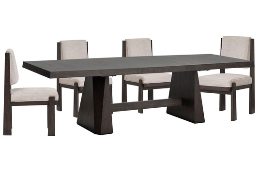 Magnussen - Tauren Coffee Bean Extendable Double Pedestal Dining Table With 4 Upholstered Side Chairs - D6434-32-KIT10 view 1