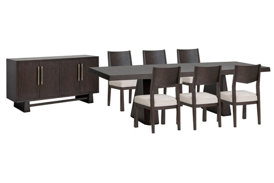 Magnussen - Tauren Coffee Bean Extendable Double Pedestal Dining Table With 6 Side Chairs And Buffet - D6434-32-KIT6 view 1