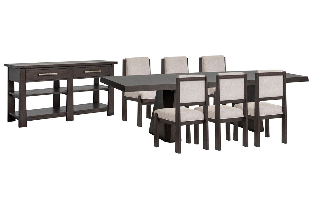 Magnussen - Tauren Coffee Bean Extendable Double Pedestal Dining Table With 6 Upholstered Side Chairs And Sideboard - D6434-32-KIT14 view 1