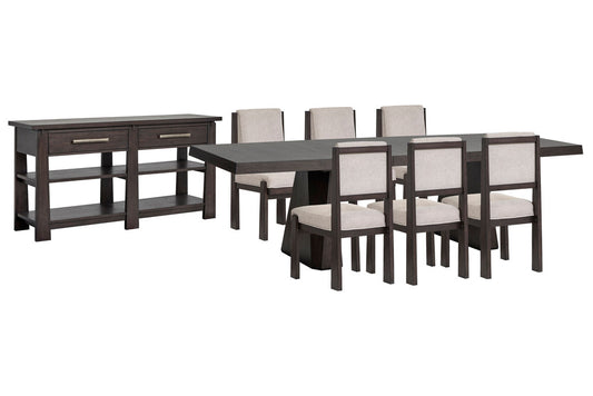 Magnussen - Tauren Coffee Bean Extendable Double Pedestal Dining Table With 6 Upholstered Side Chairs And Sideboard - D6434-32-KIT14 view 1