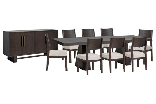 Magnussen - Tauren Coffee Bean Extendable Double Pedestal Dining Table With 8 Side Chairs And Buffet - D6434-32-KIT9 view 1
